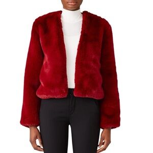 Some Days Lovin Women's Red Cropped Faux Fur Jacket size Large